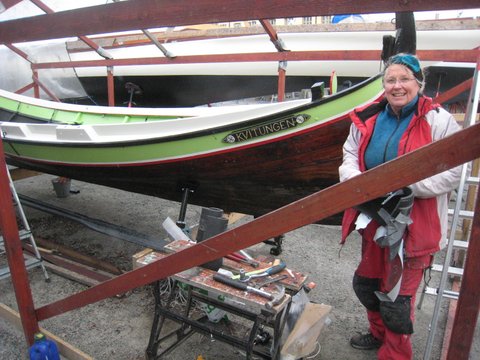 Annelie Lundstedt vid sin Nordlandsbåt